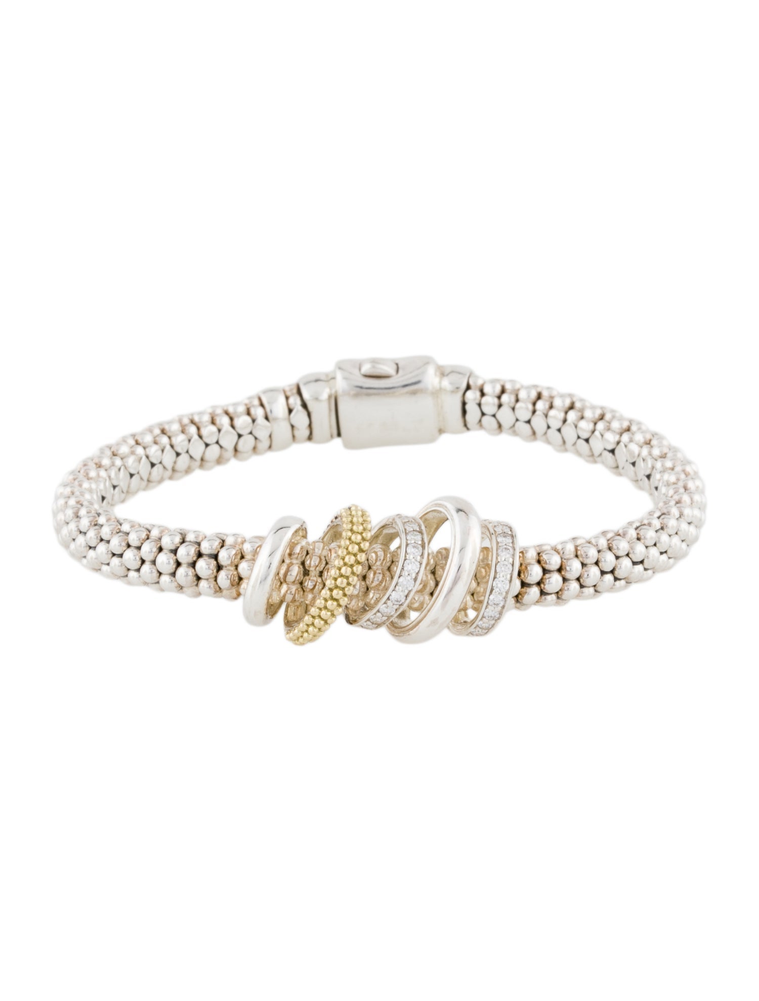 Lagos Diamond Five Ring Caviar Bracelet