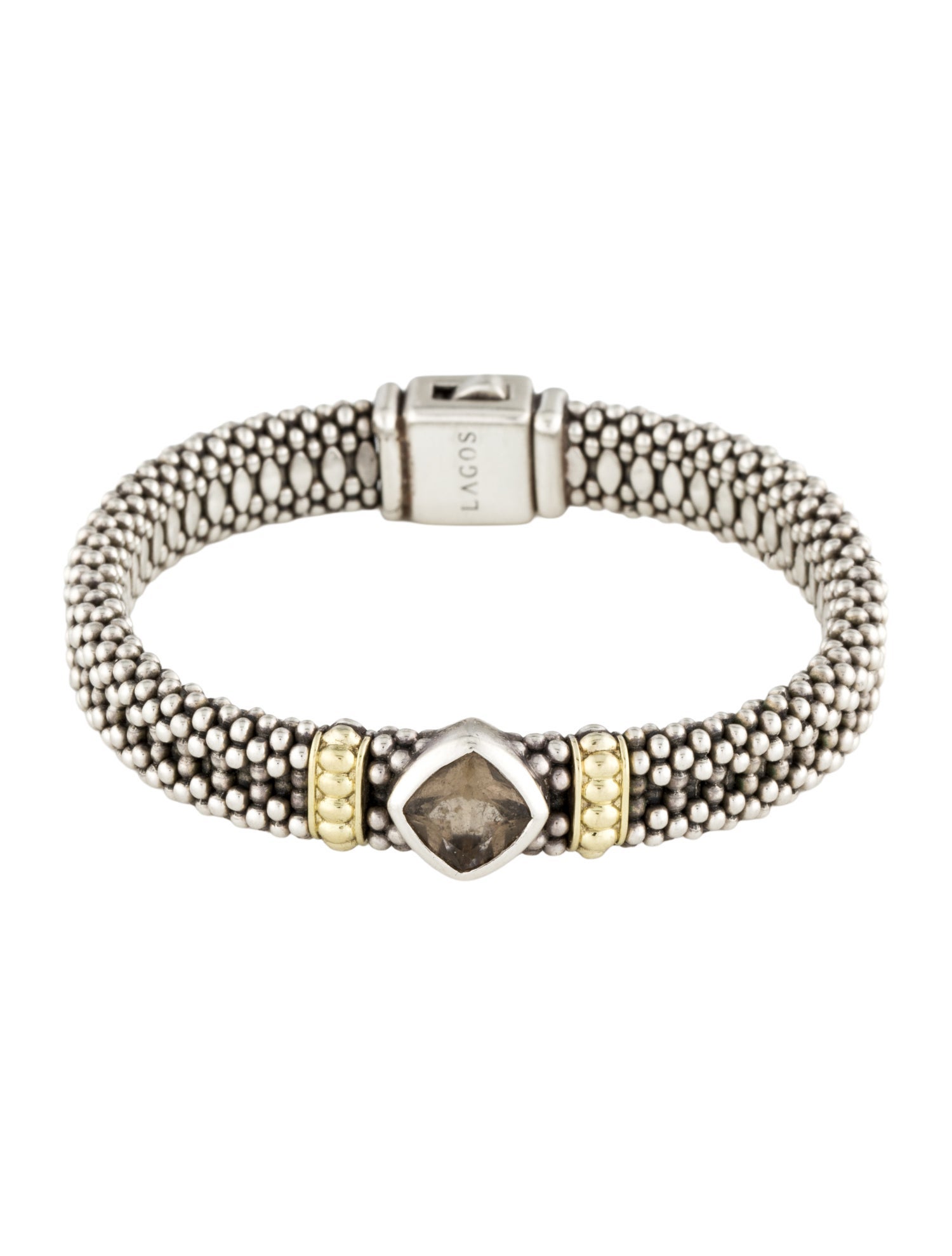 Lagos Two-Tone 1.58ct Smokey Quartz Rittenhouse Caviar Link Bracelet