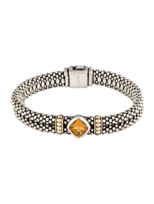 Lagos Two-Tone 1.65ct Citrine Rittenhouse Caviar Link Bracelet