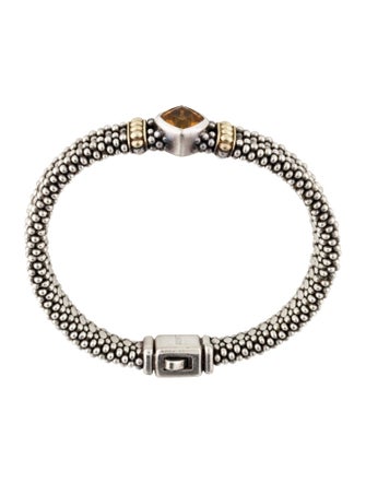 Lagos Two-Tone 1.65ct Citrine Rittenhouse Caviar Link Bracelet