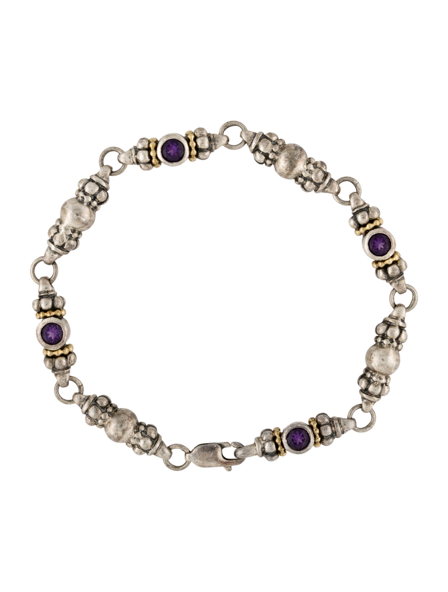 Lagos Two-Tone Amethyst Link Bracelet