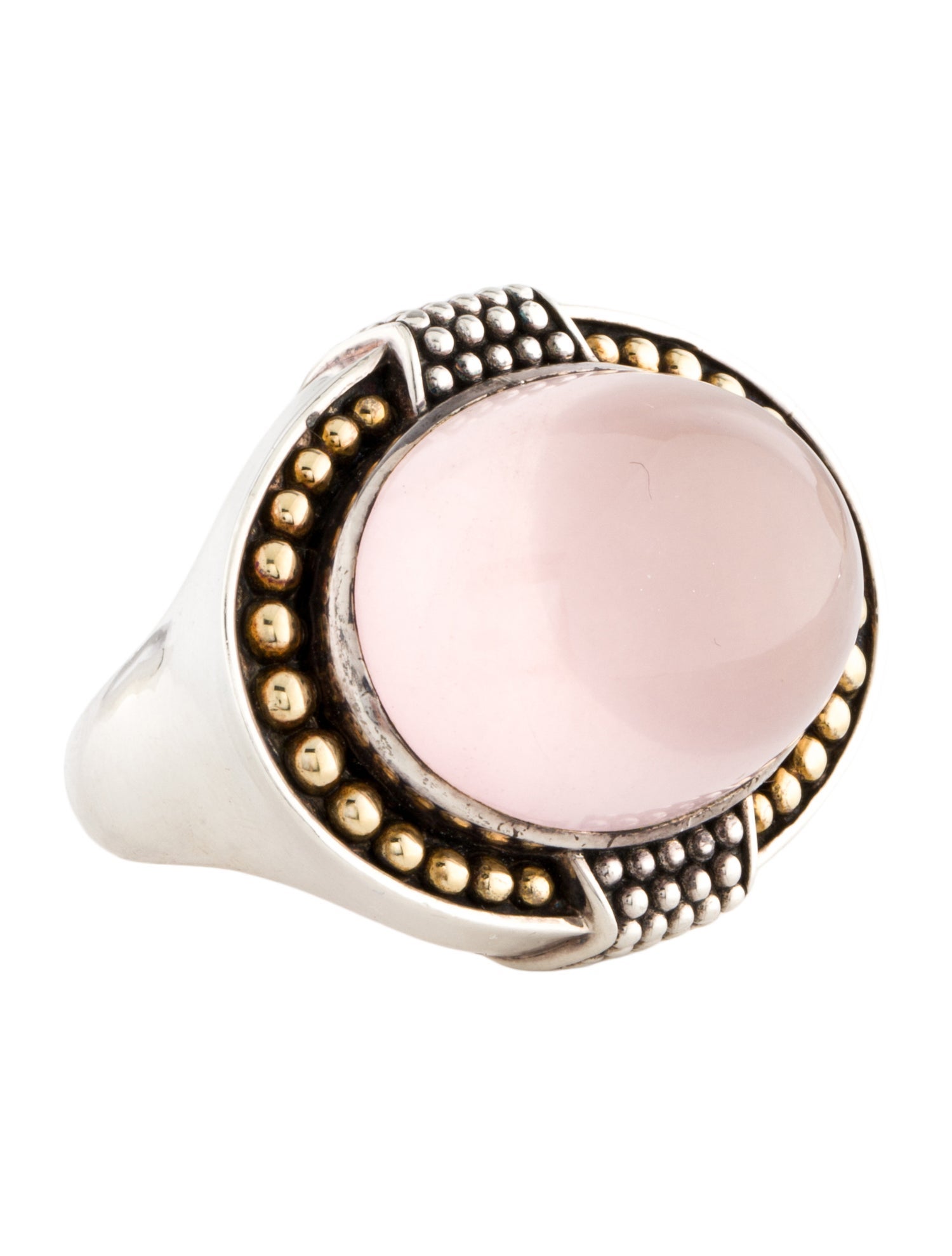 Lagos Rose Quartz Caviar Cocktail Ring