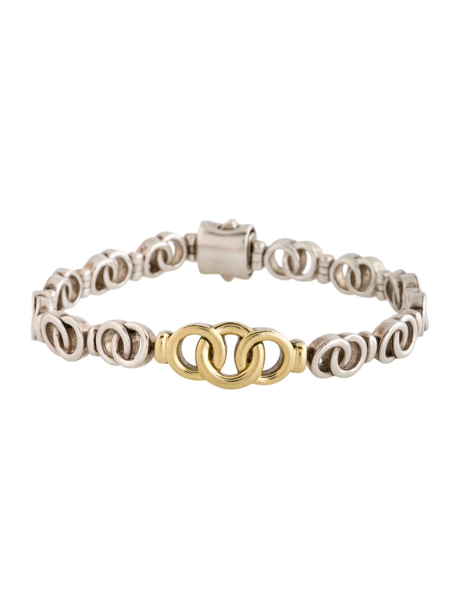 Lagos Two-Tone Signature Caviar Interlocking Link Bracelet
