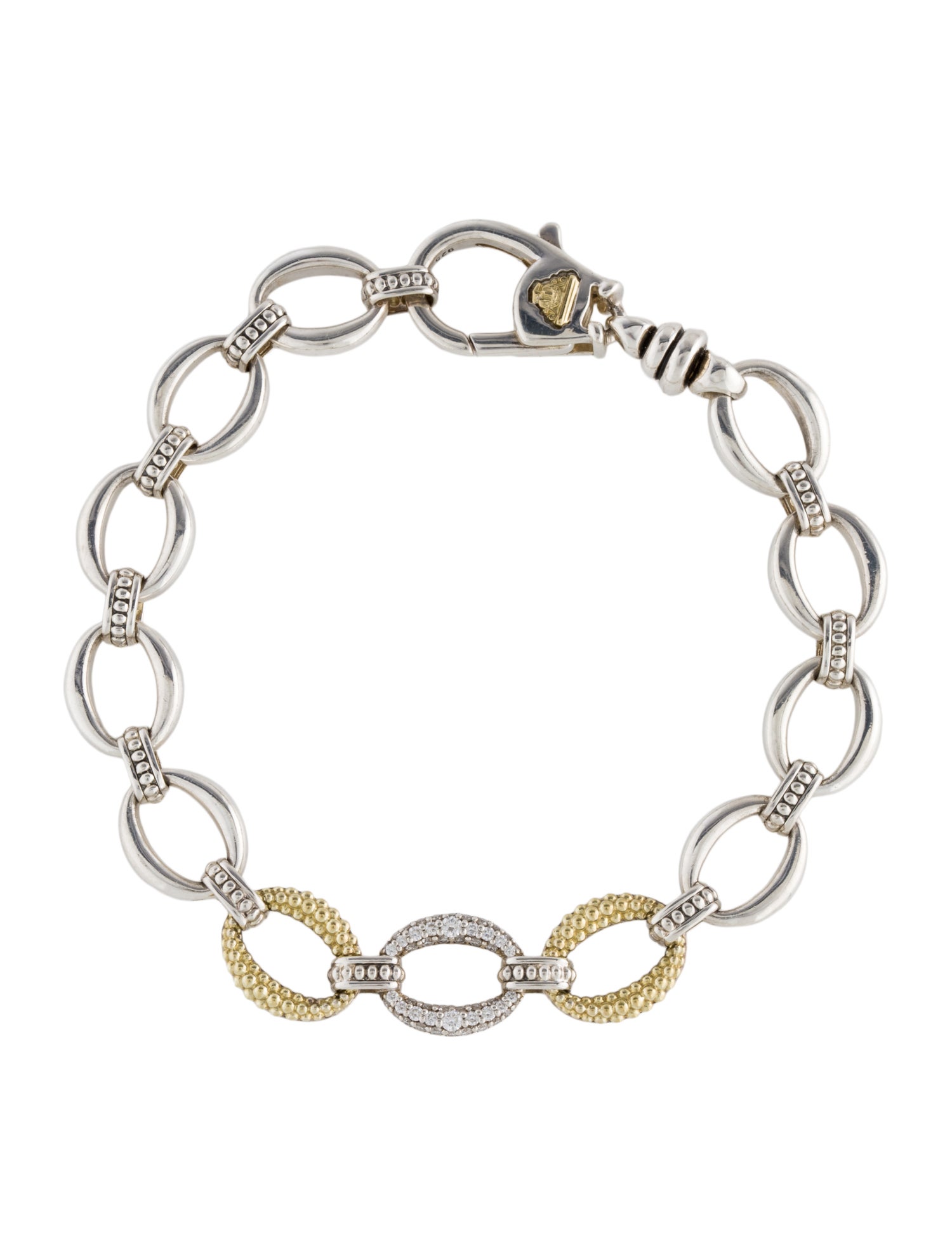 Lagos Diamond Caviar Lux Station Link Bracelet