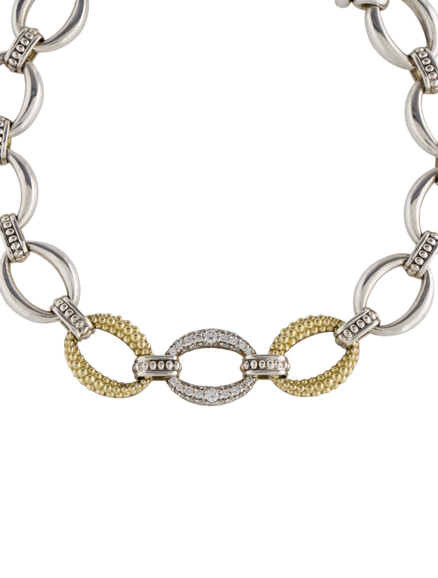 Lagos Diamond Caviar Lux Station Link Bracelet