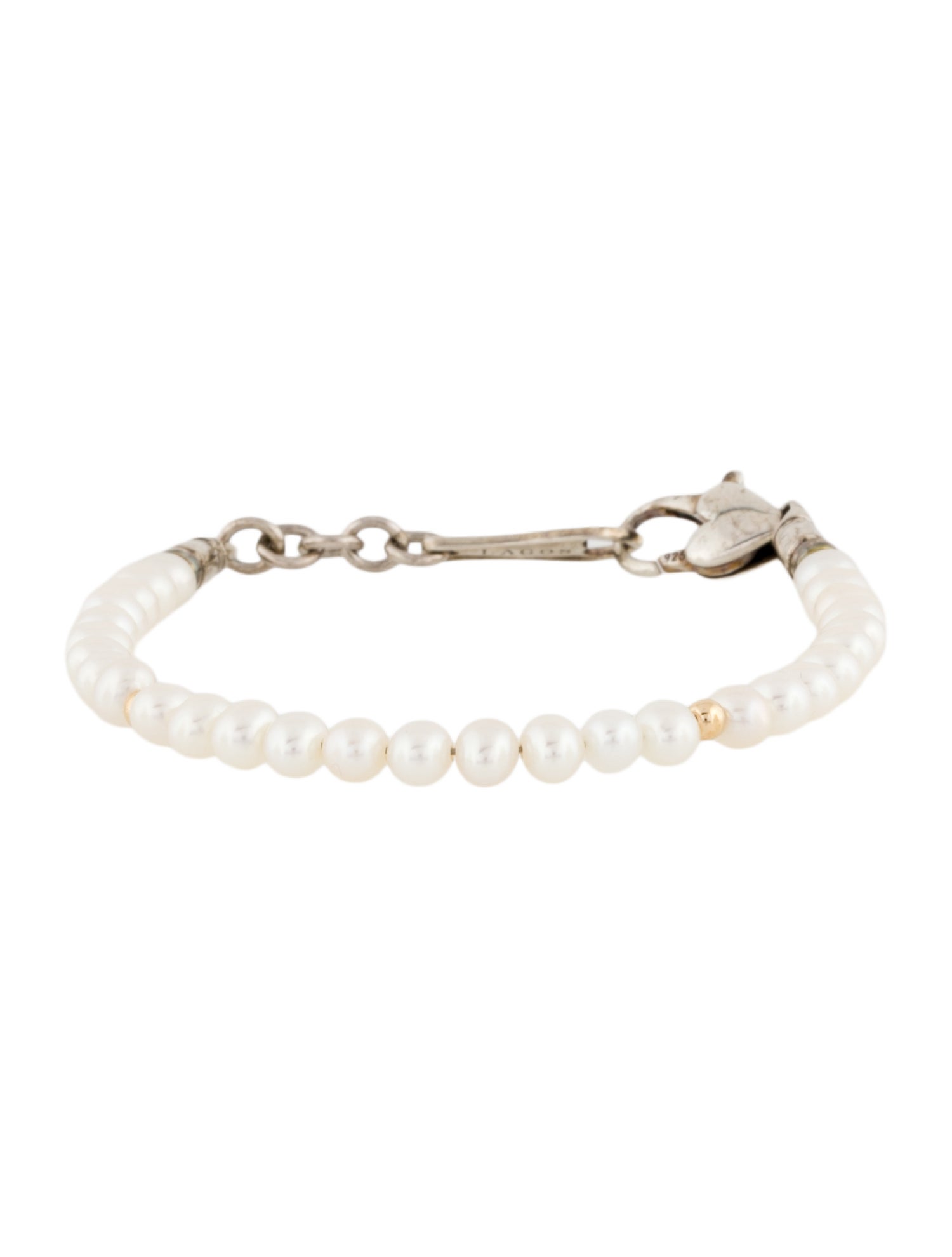 Lagos Pearl Childs First Gold Station Bracelet