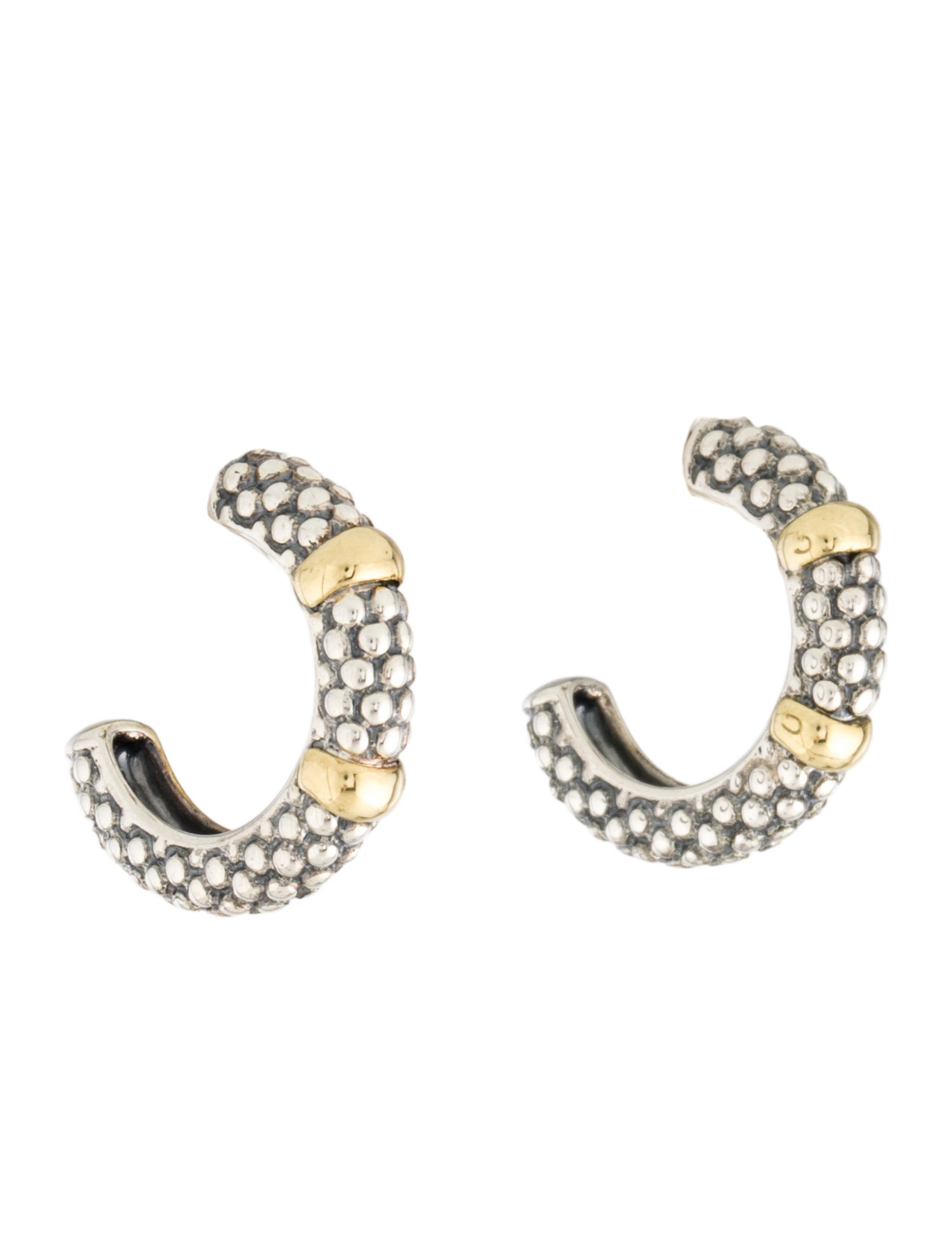 Lagos Two-Tone Caviar Huggie Earrings