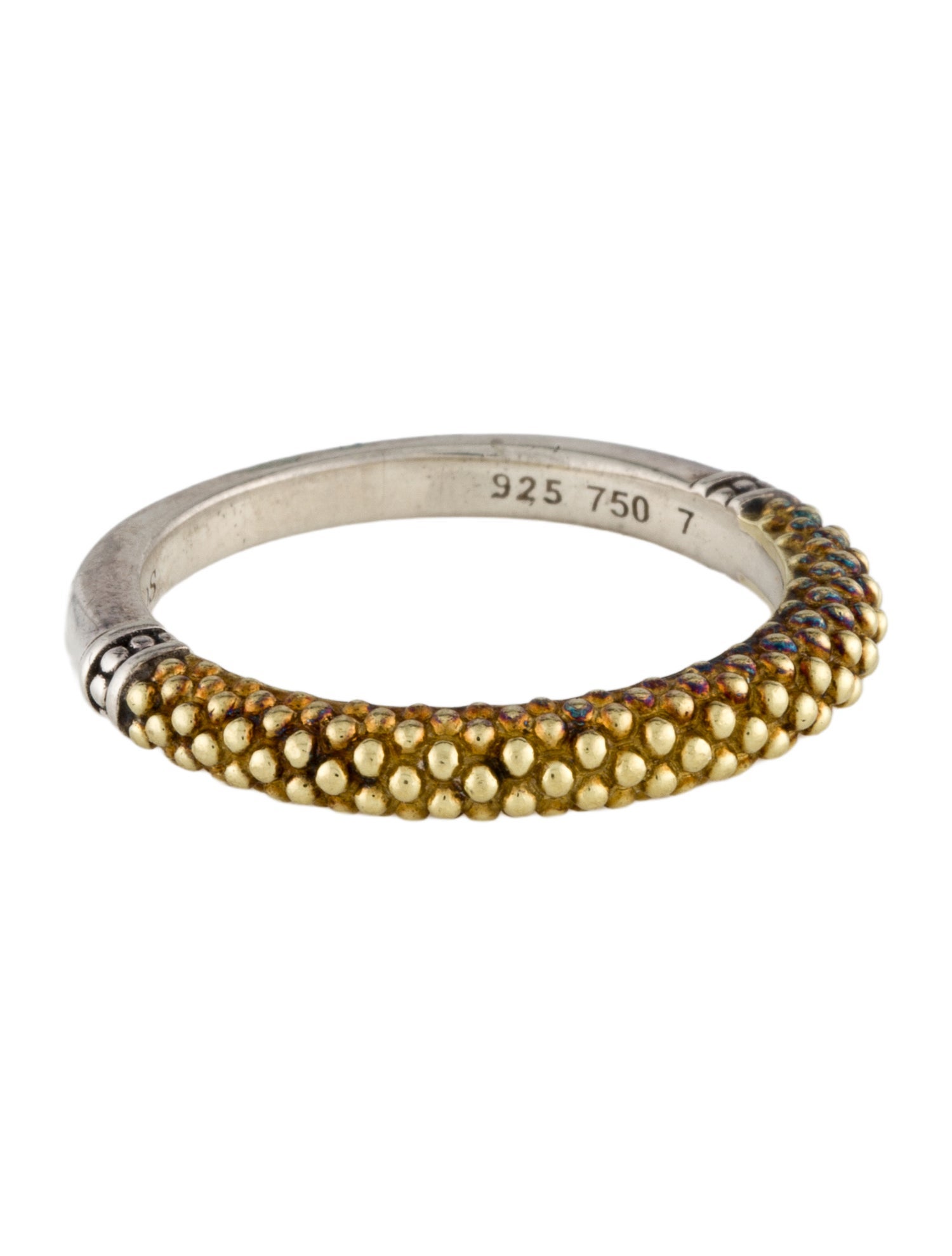Lagos Two-Tone Signature Caviar Beaded Stacking Ring