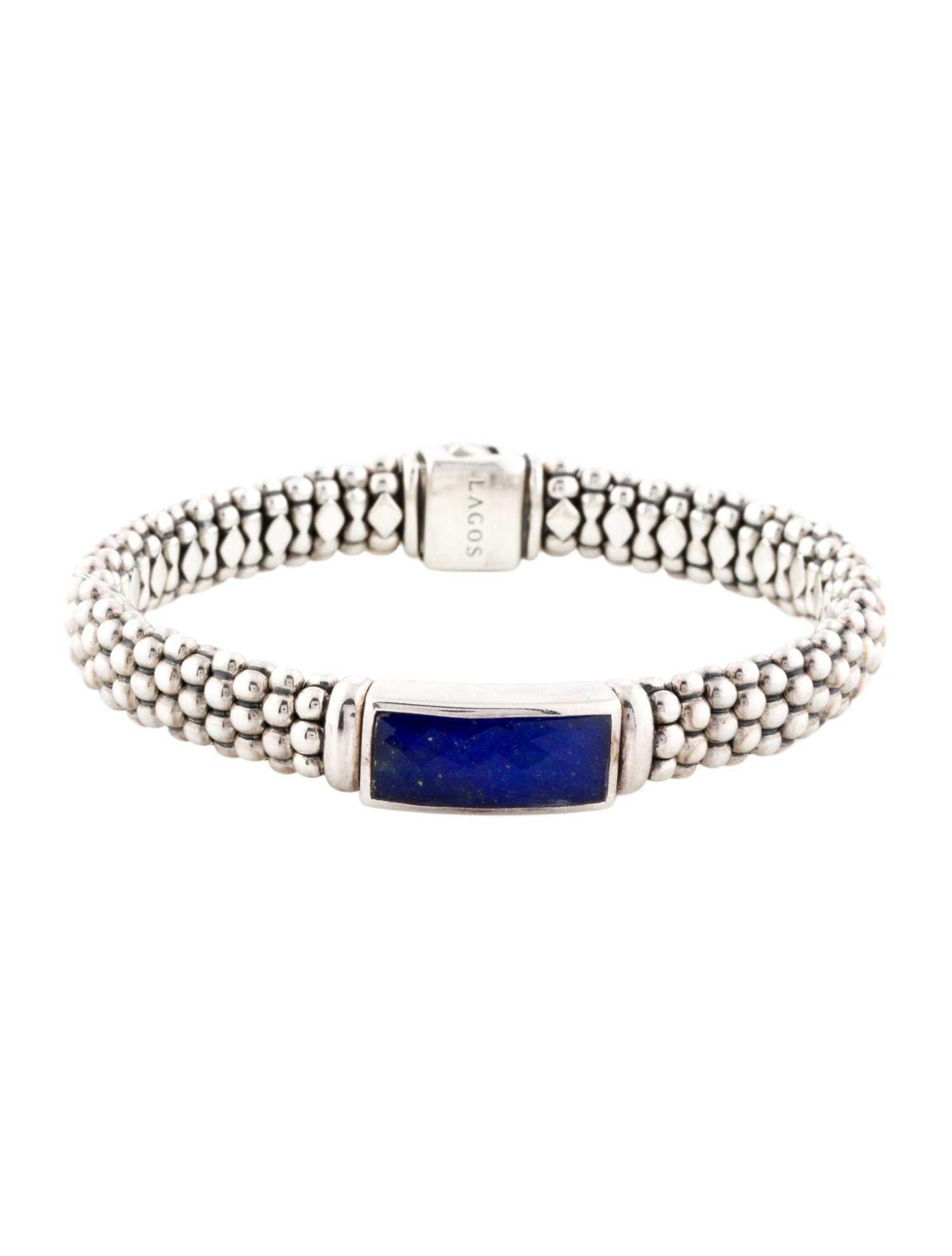 Lagos Lapis Lazuli & Quartz Doublet Caviar Bangle Bracelet