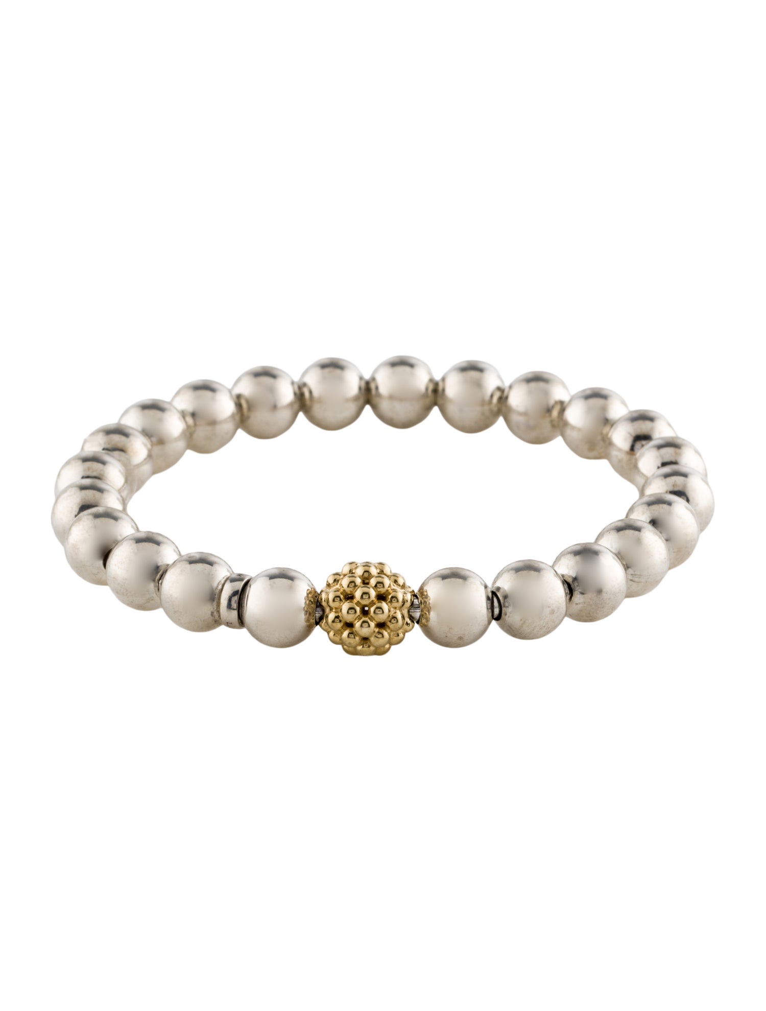 Lagos Two-Tone Caviar Stretch Beaded Bracelet