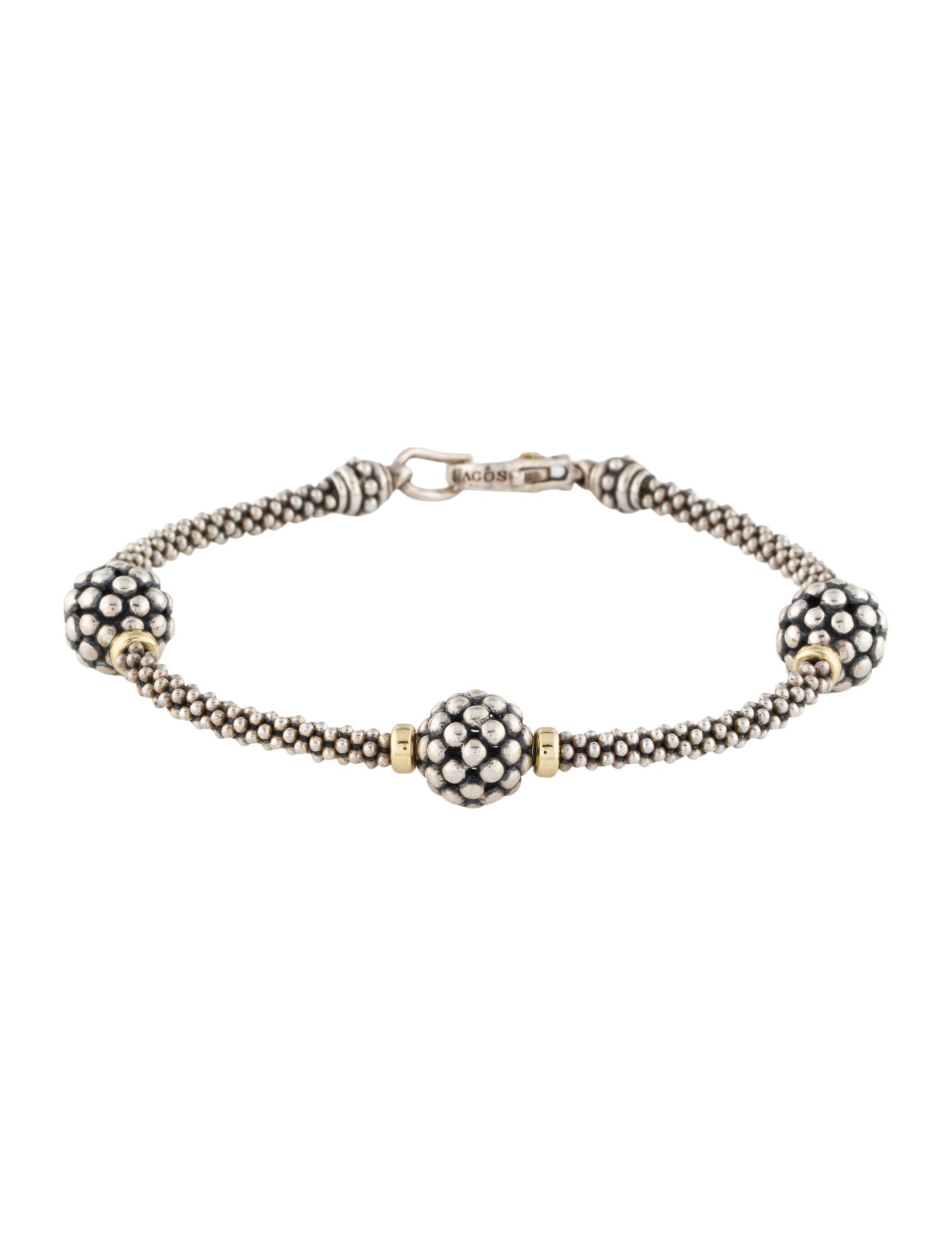 Lagos Two-Tone Caviar Three Station Beaded Bracelet