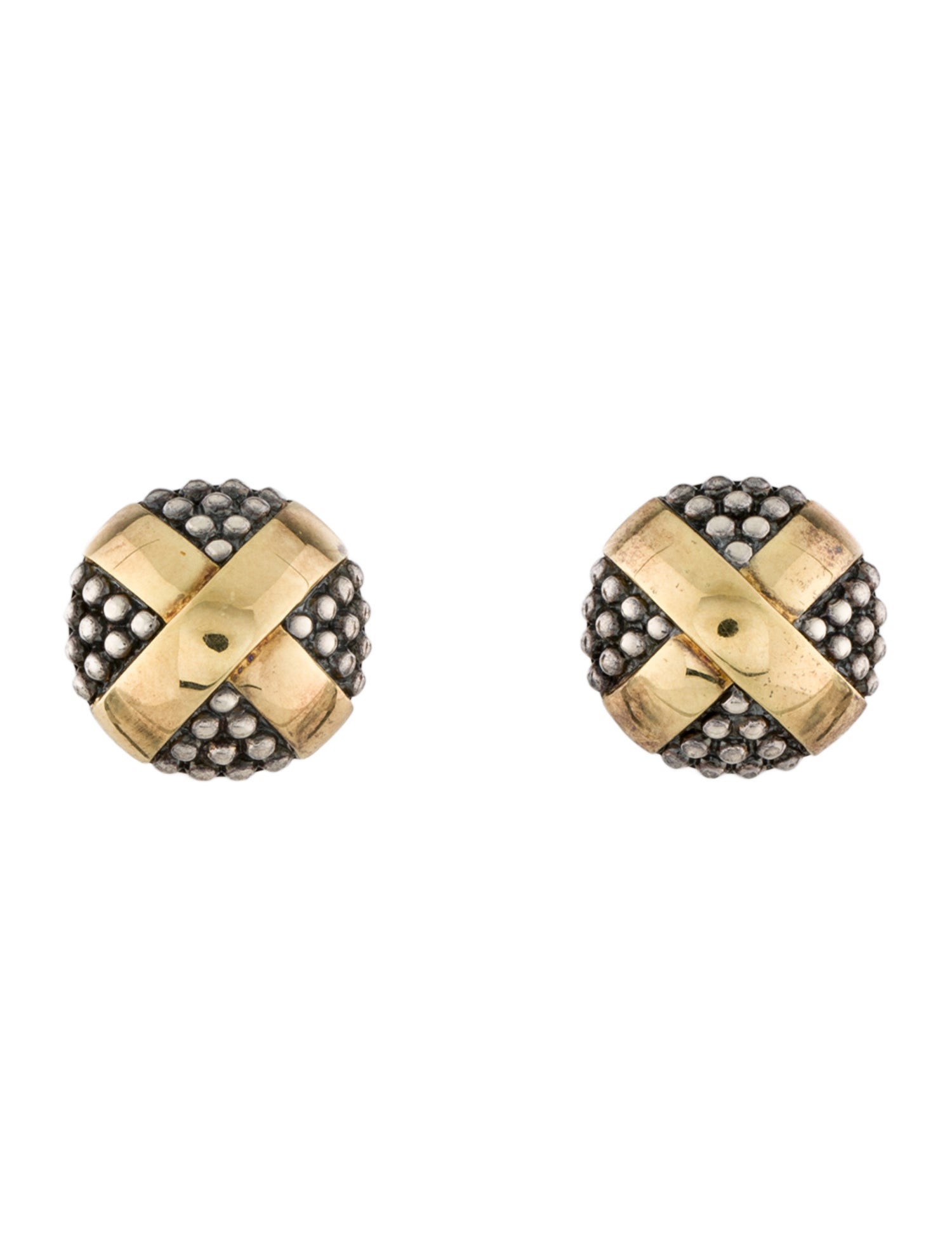 Lagos Two-Tone X Stud Earrings