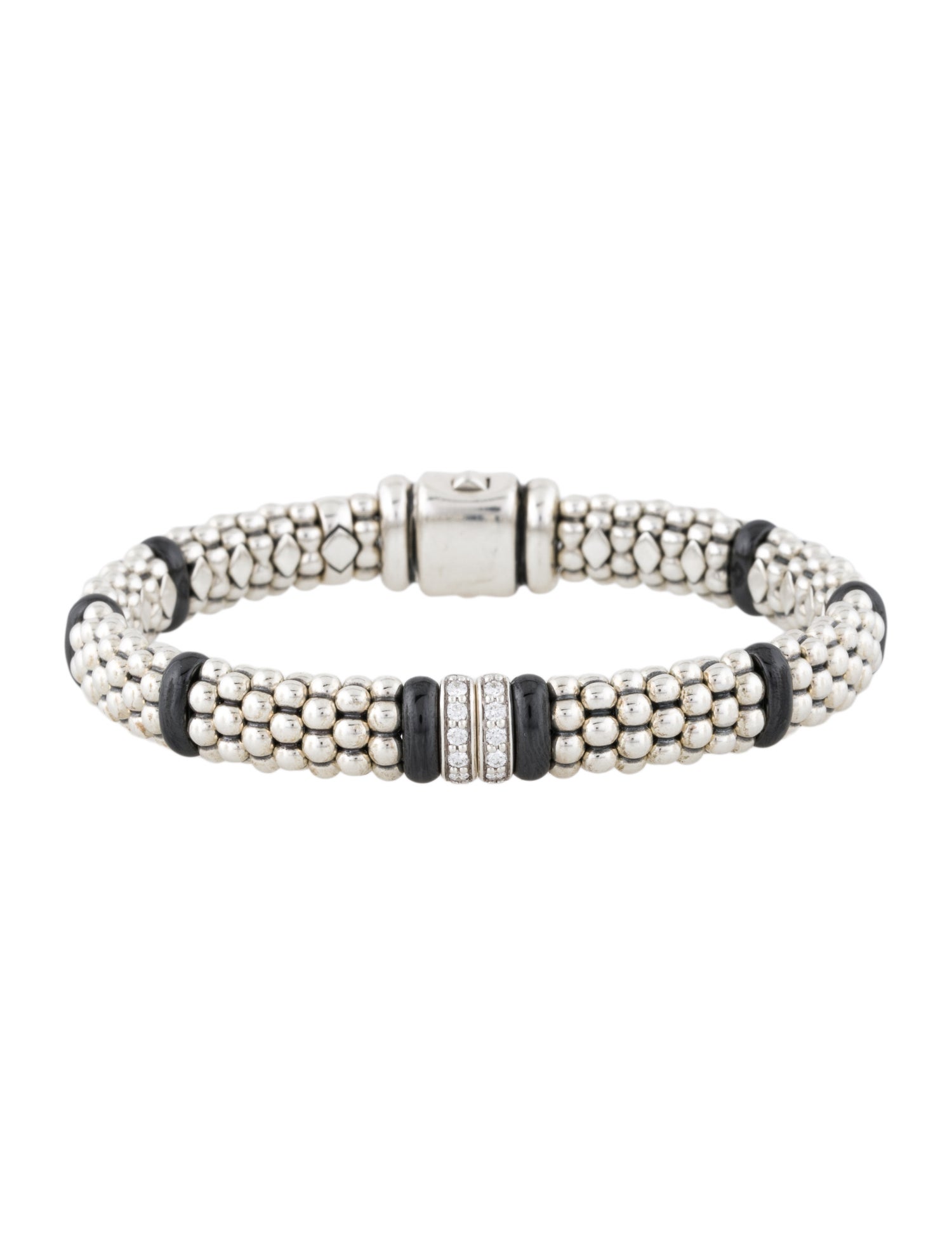 Lagos Ceramic & Diamond Caviar Double Station Bangle
