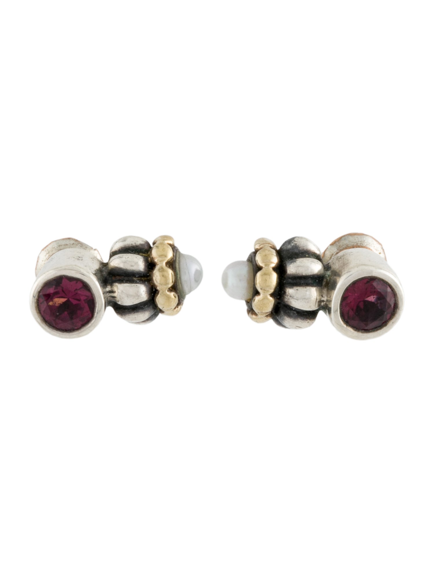 Lagos Cultured Pearl & Rhodolite Stud Earrings