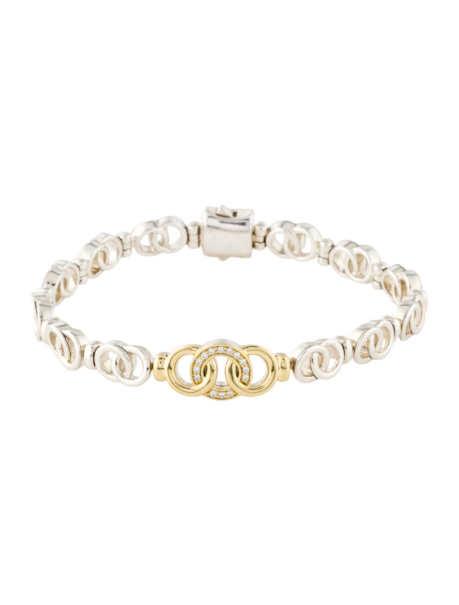 Lagos Two-Tone Diamond Petite Interlocking Link Bracelet