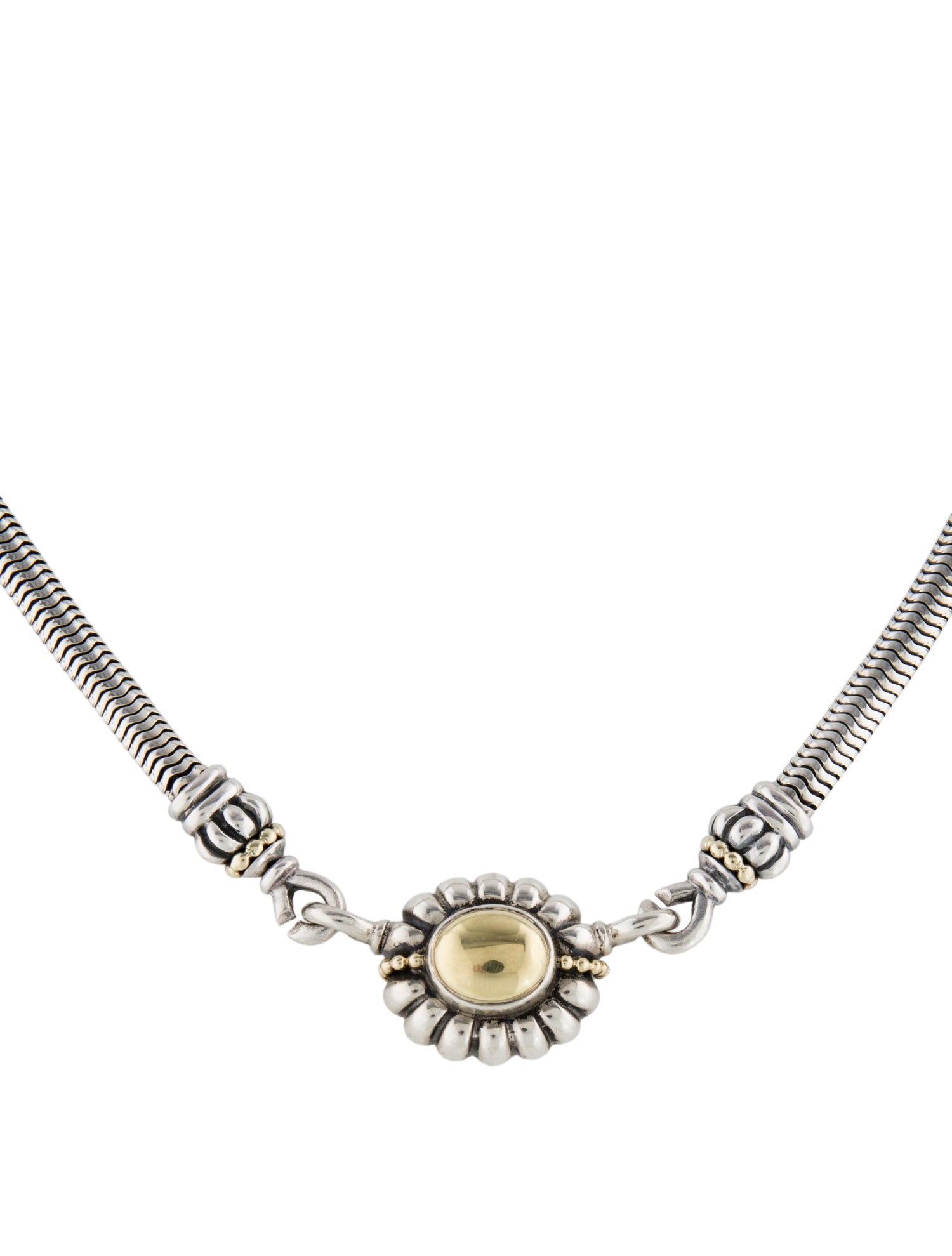 Lagos Two Tone Fluted Caviar Pendant Necklace