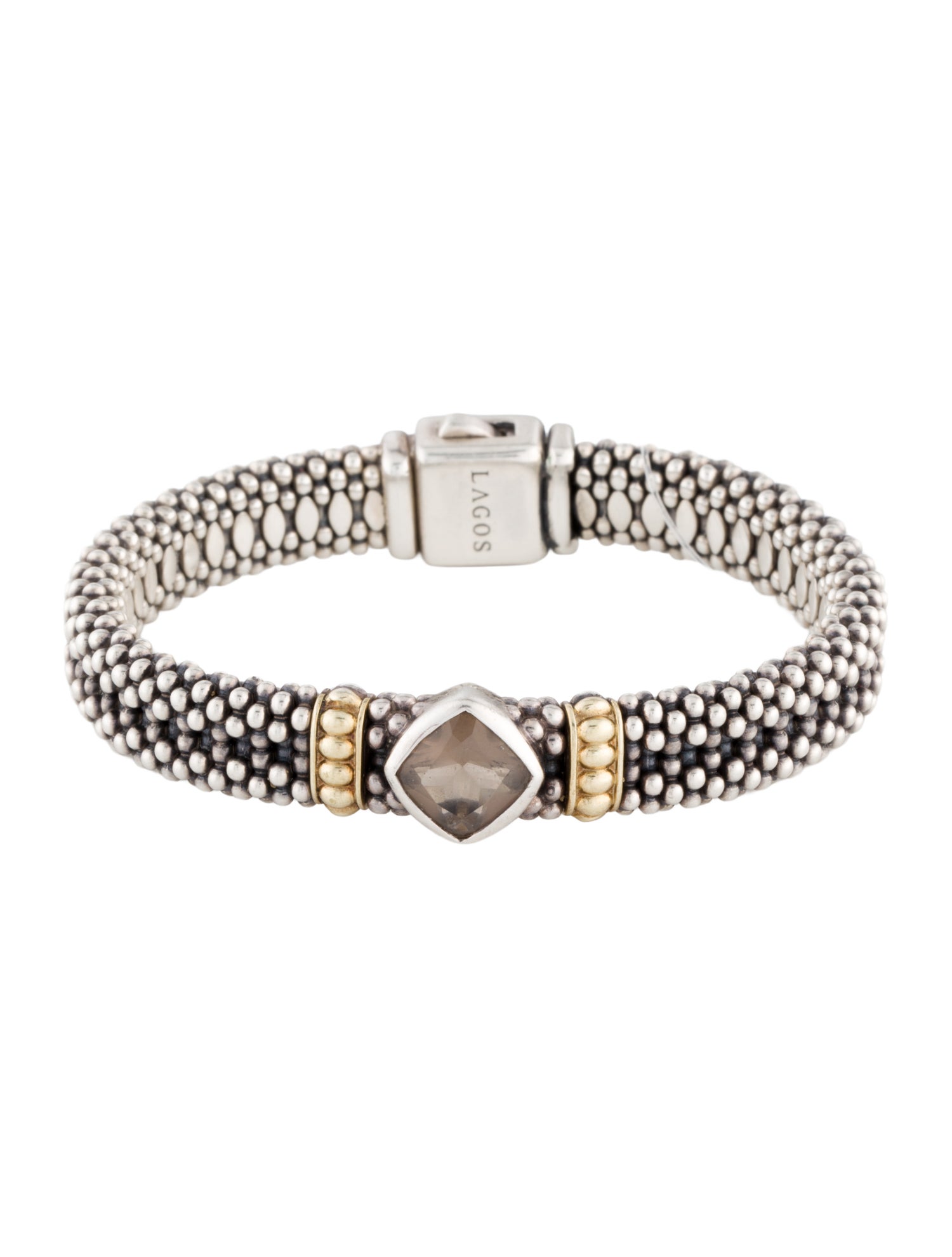 Lagos Two-Tone 1.64ct Smokey Quartz Rittenhouse Caviar Link Bracelet