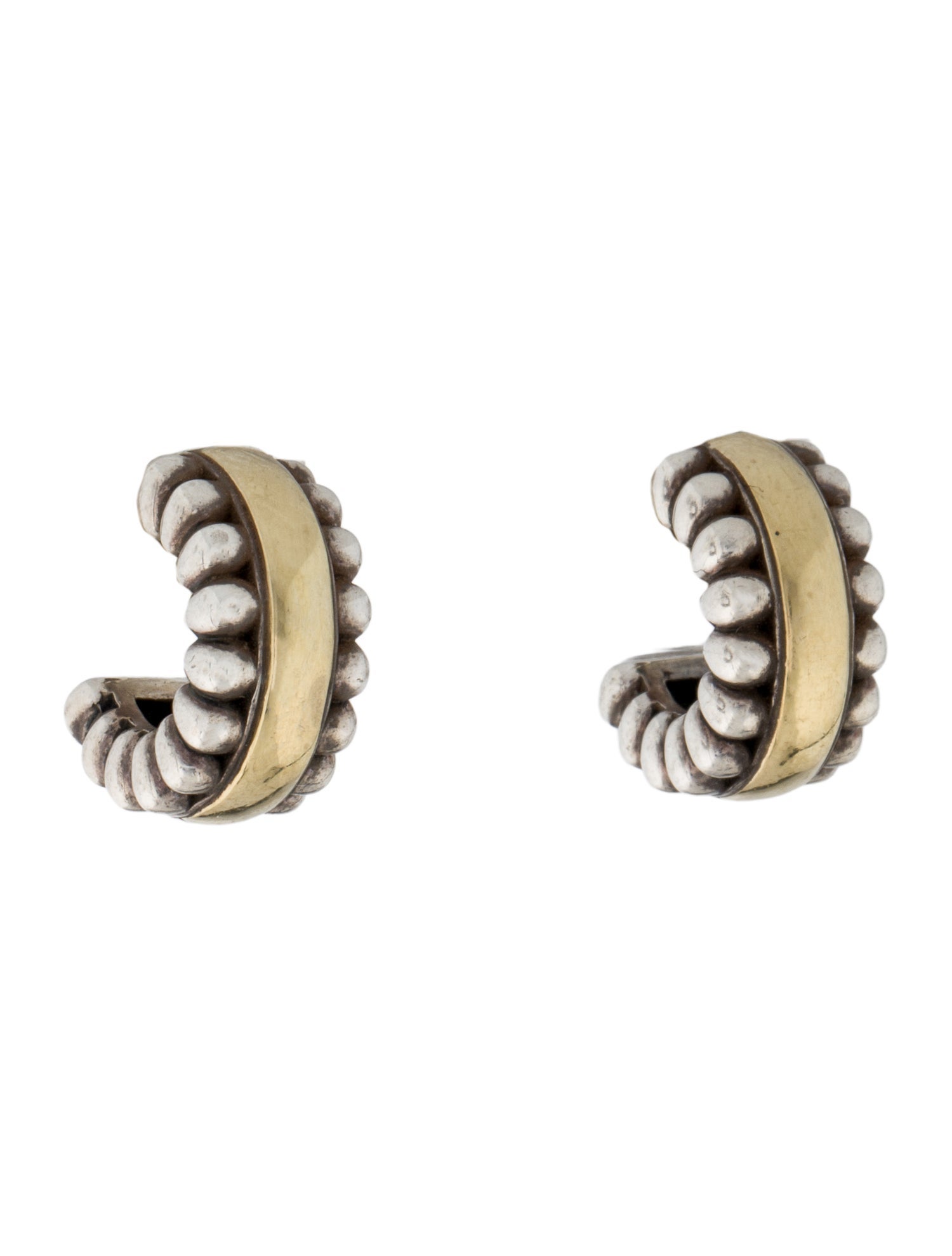 Lagos Two-Tone Flute Huggie Earrings