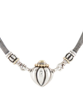 Lagos Two-Tone Fluted Heart Pendant Necklace