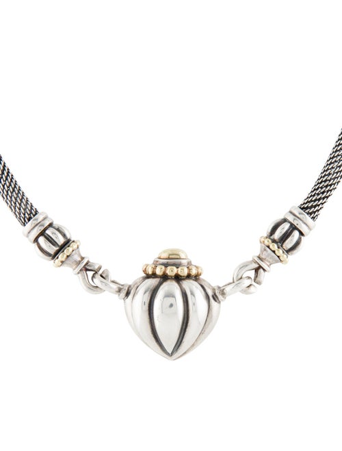 Lagos Two-Tone Fluted Heart Pendant Necklace