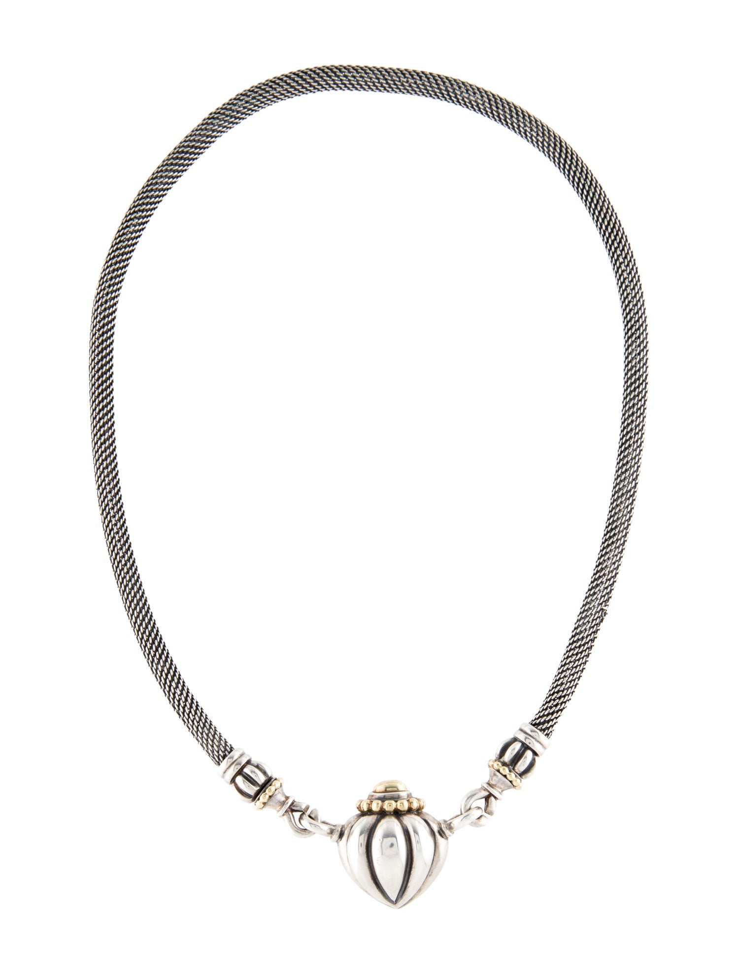 Lagos Two-Tone Fluted Heart Pendant Necklace