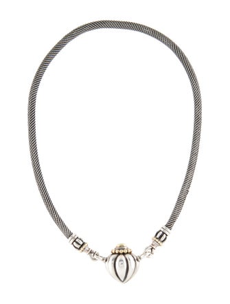 Lagos Two-Tone Fluted Heart Pendant Necklace