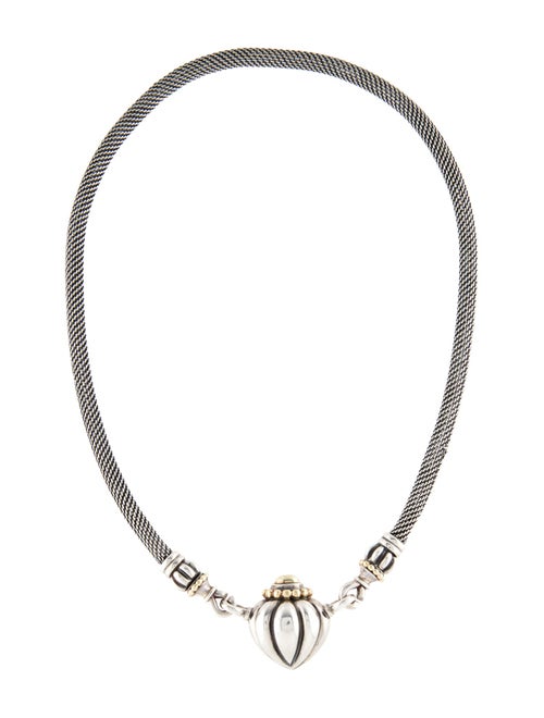 Lagos Two-Tone Fluted Heart Pendant Necklace