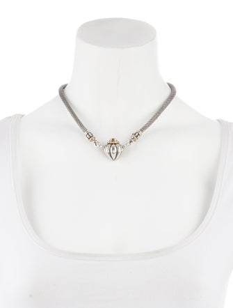 Lagos Two-Tone Fluted Heart Pendant Necklace