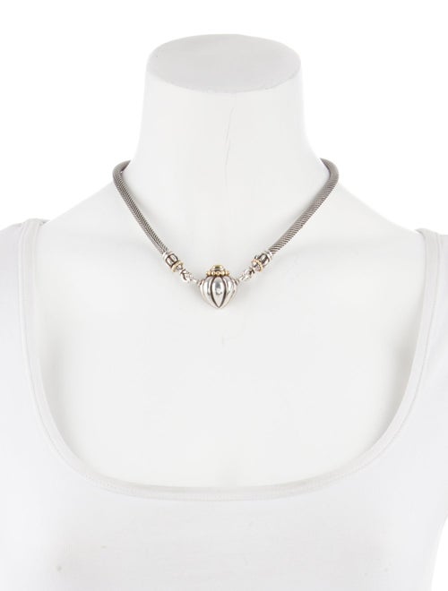 Lagos Two-Tone Fluted Heart Pendant Necklace