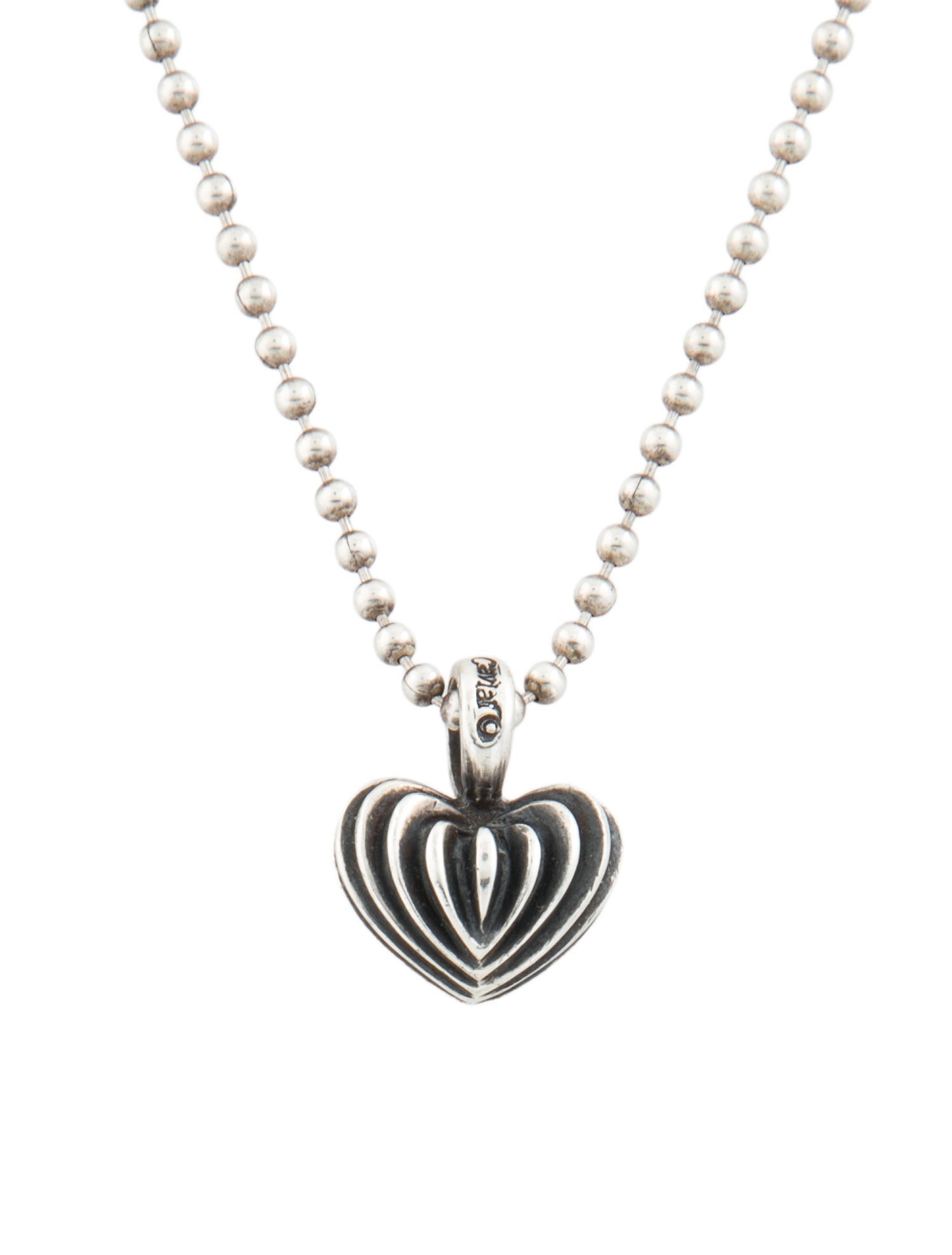 Lagos Caviar Fluted Heart Pendant Necklace