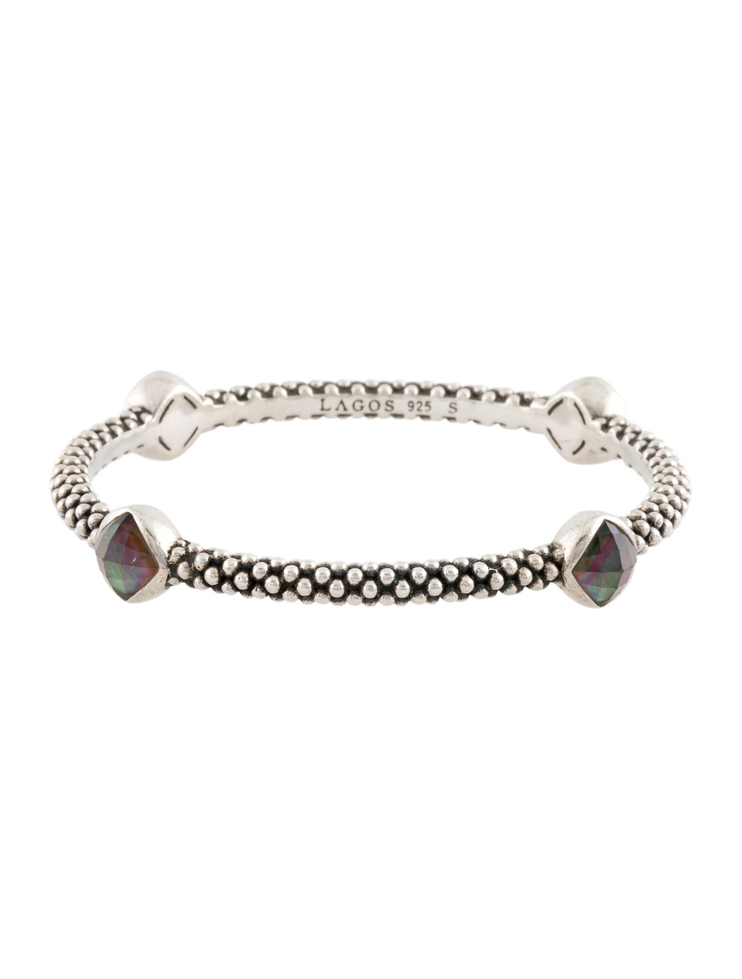 Lagos Mother Of Pearl & Quartz Doublet Station Bangle