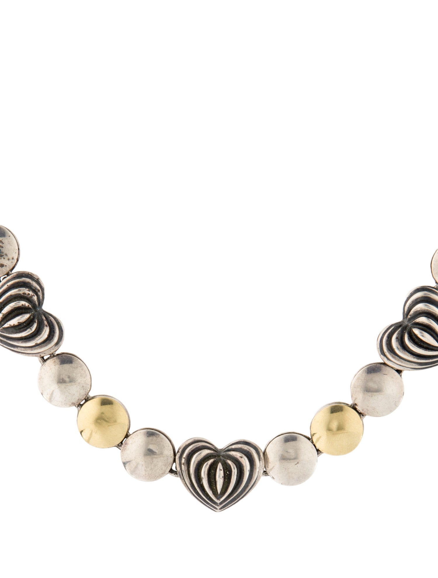 Lagos Vintage Two-Tone Fluted Heart Collar Necklace