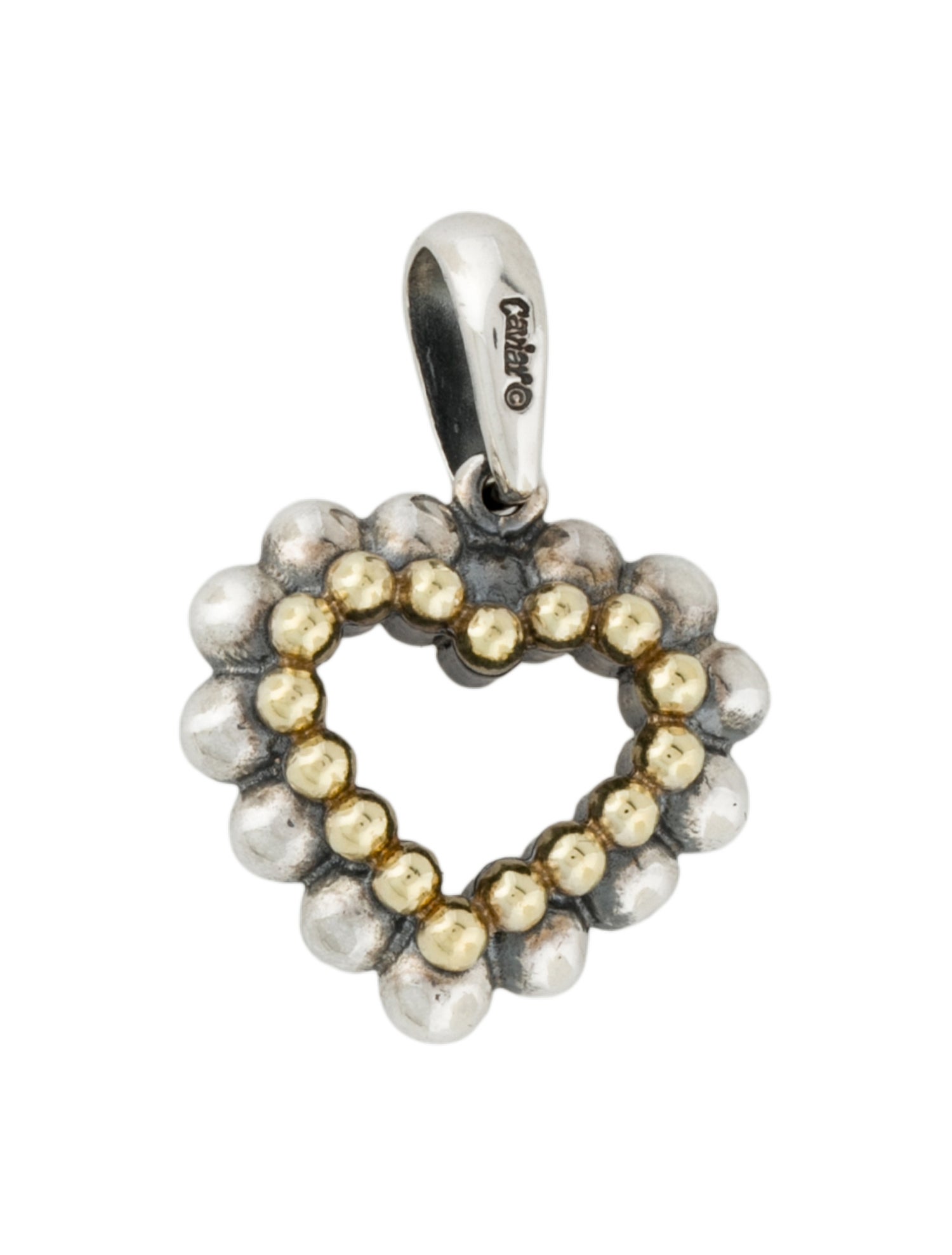 Lagos Two-Tone Open Caviar Heart Pendant