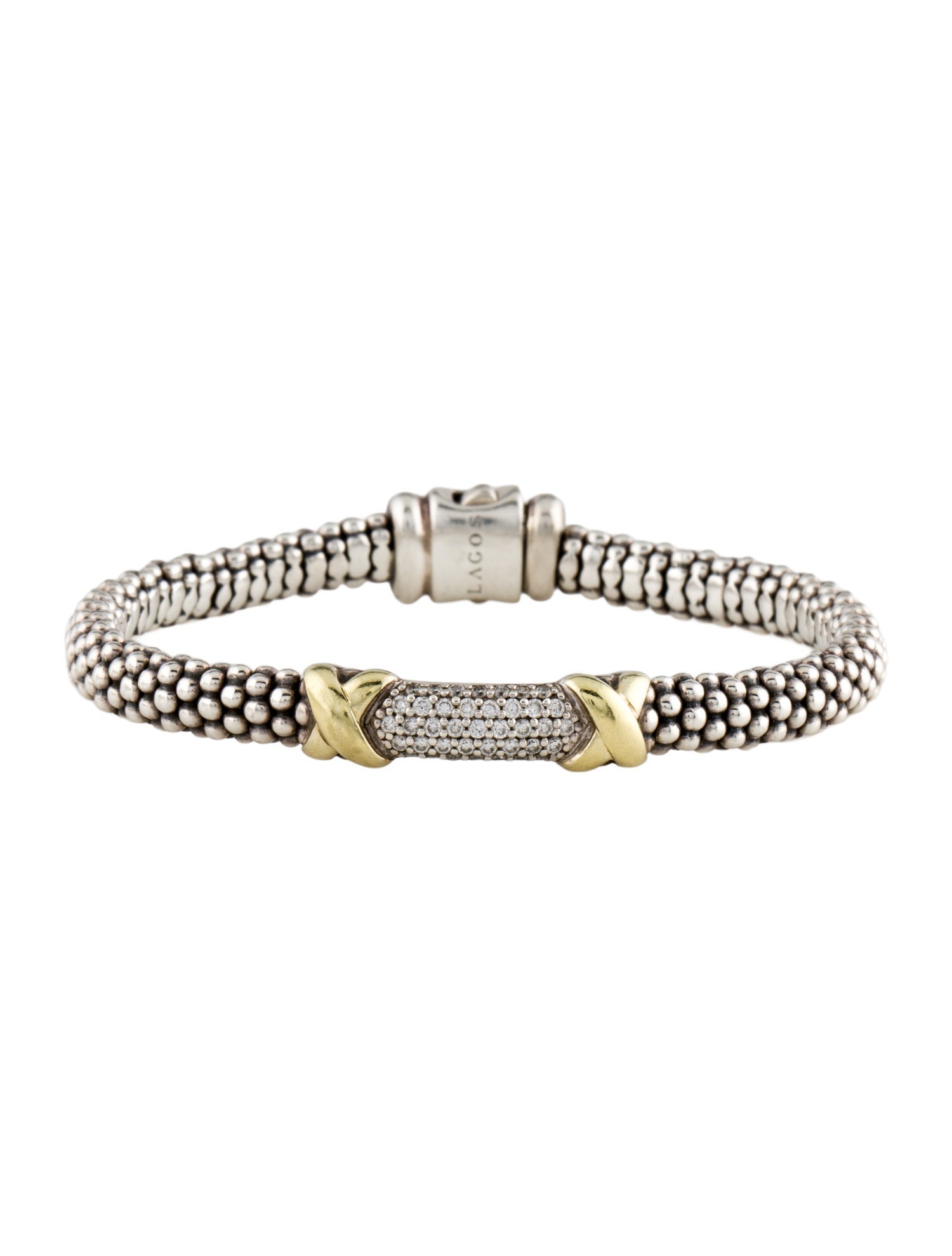 Lagos Two-Tone Diamond X Station Bracelet