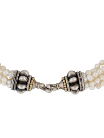 Lagos Two-Tone Multistrand Pearl Necklace