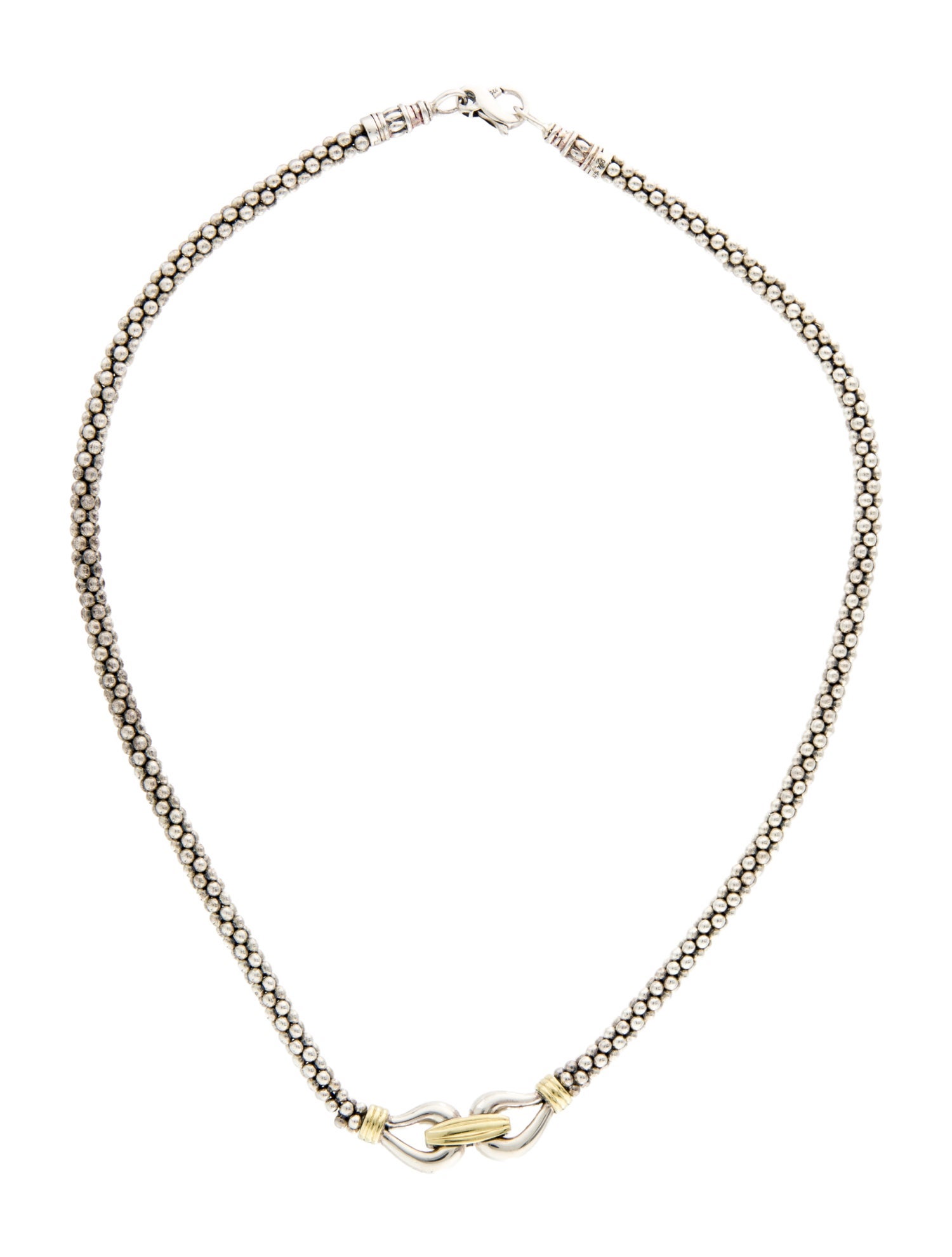 Lagos Two-Tone Caviar Buckle Necklace