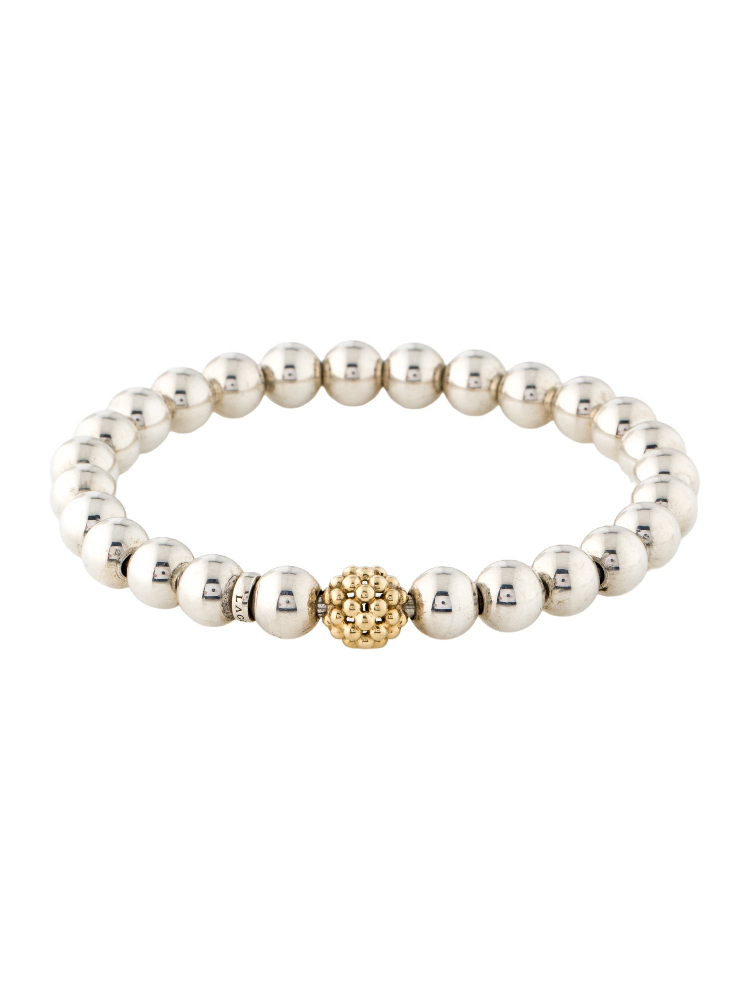 Lagos Two-Tone Caviar Stretch Bead Bracelet