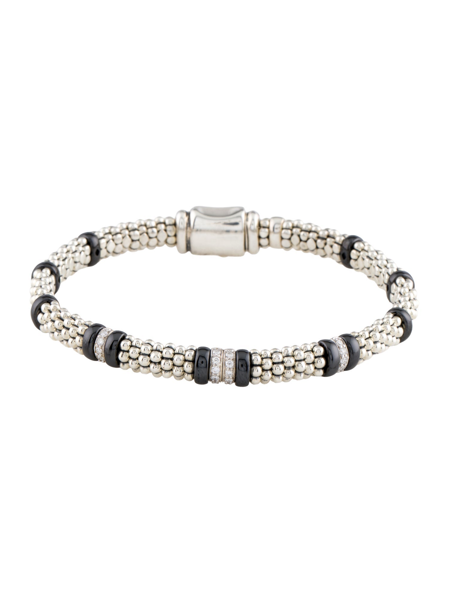 Lagos Diamond & Ceramic Caviar Four Station Bracelet