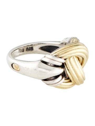 Lagos Cocktail Ring Two-Tone Signature Caviar Knot 6.5