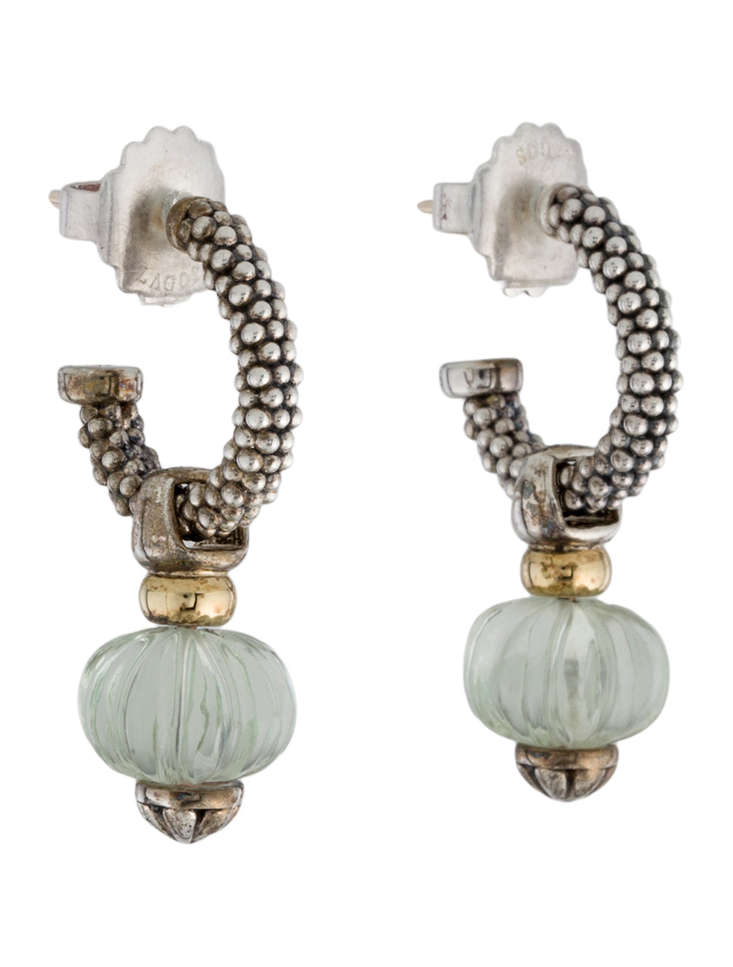 Lagos Prasiolite Caviar Drop Earrings