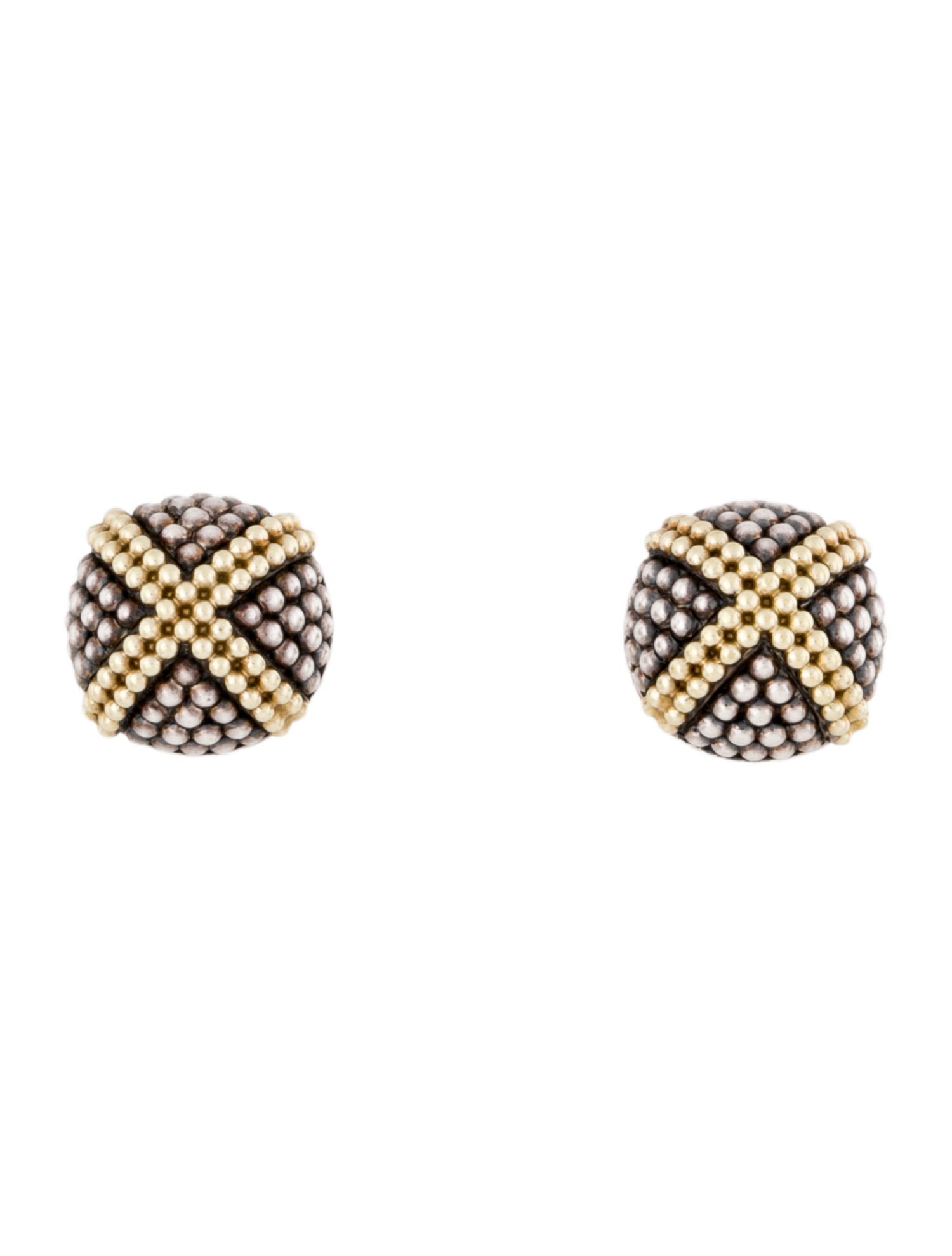 Lagos Two-Tone X Caviar Stud Earrings