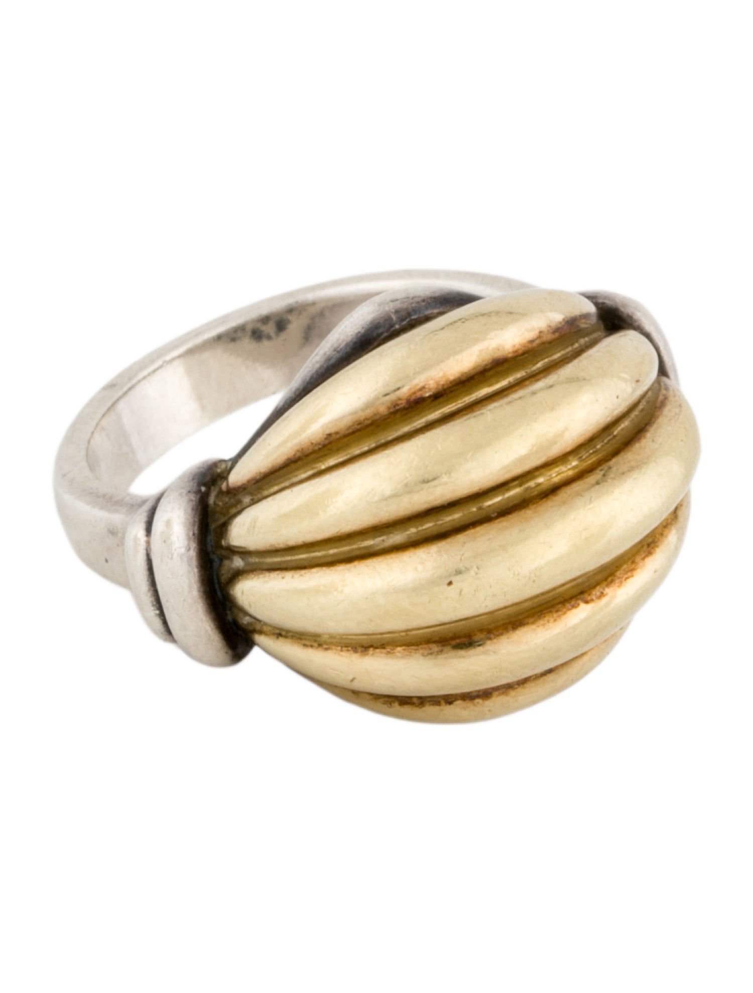 Lagos Two-Tone Fluted Cocktail Ring