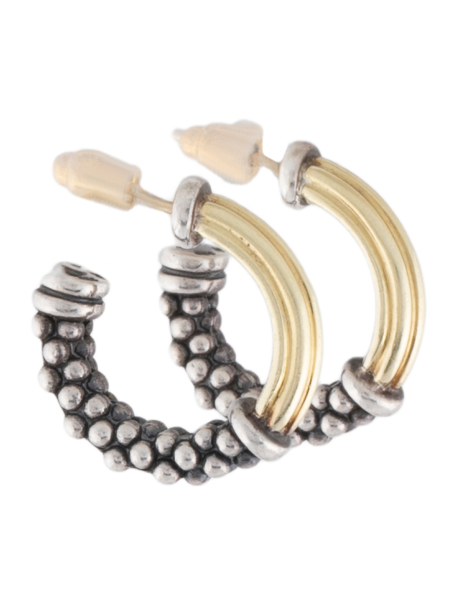 Lagos Two-Tone Caviar Hoop Earrings