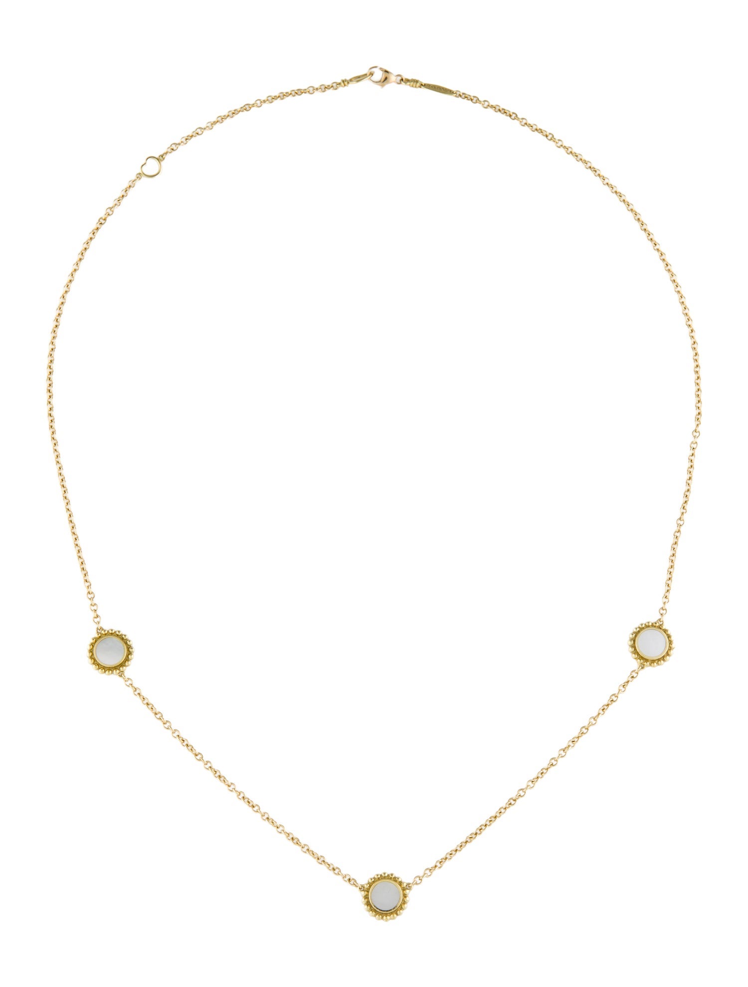 Lagos 18K Mother Of Pearl Three Station Necklace