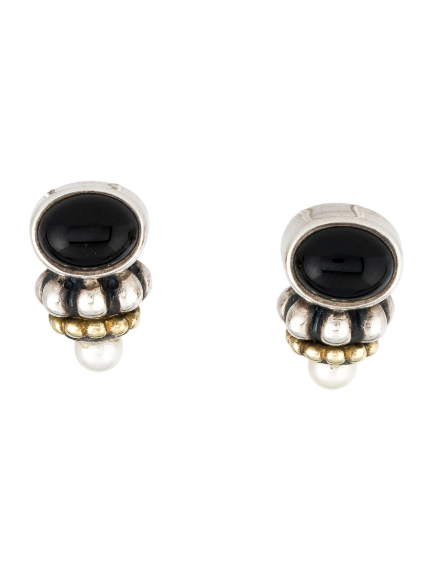 Lagos Pearl & Onyx Earclips