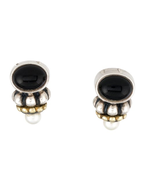Lagos Pearl & Onyx Earclips