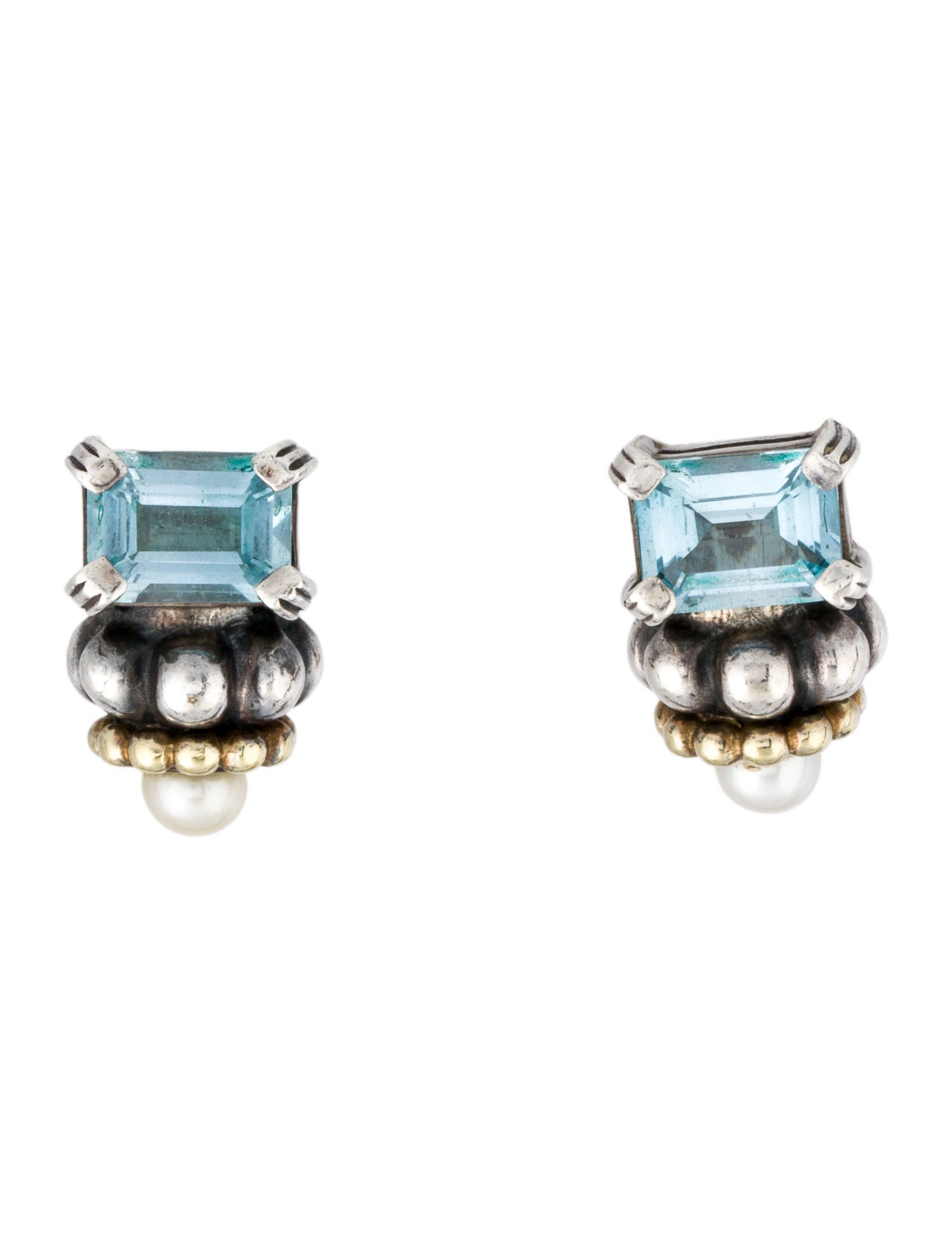 Lagos Pearl & Topaz Glacier Earclips