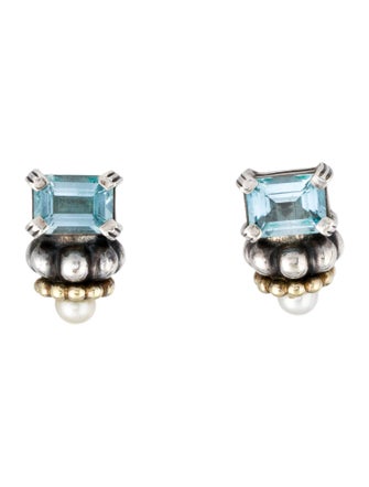 Lagos Pearl & Topaz Glacier Earclips