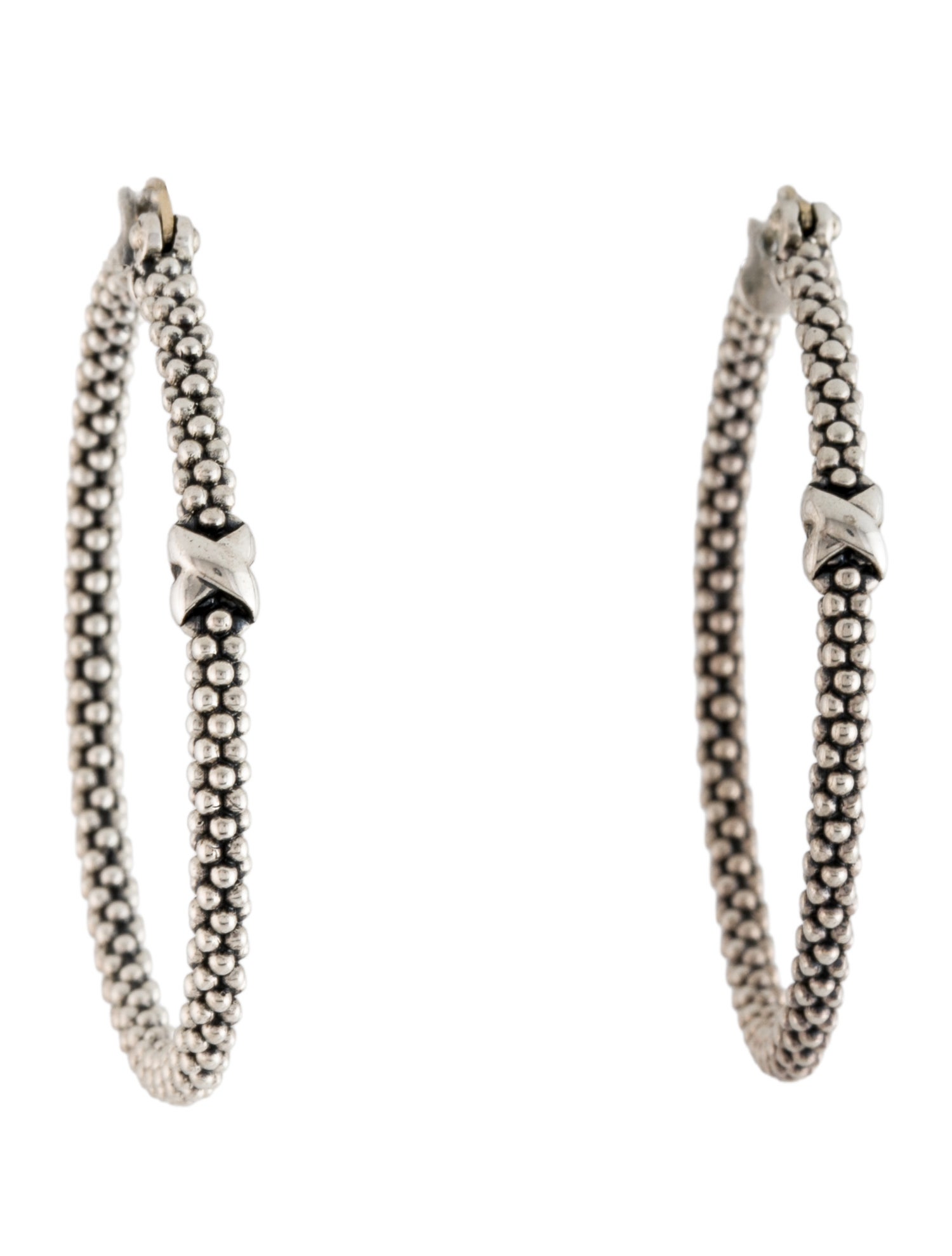 Lagos Large X Caviar Hoop Earrings