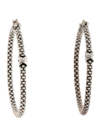 Lagos Large X Caviar Hoop Earrings